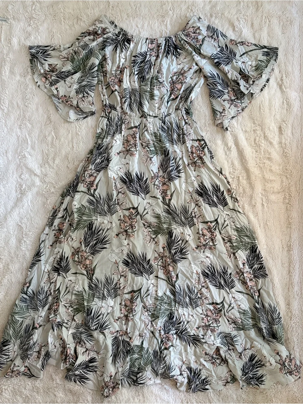 Anthropologie Label of Love Tropical Floral Tassel Tie Boho Maxi Dress Medium